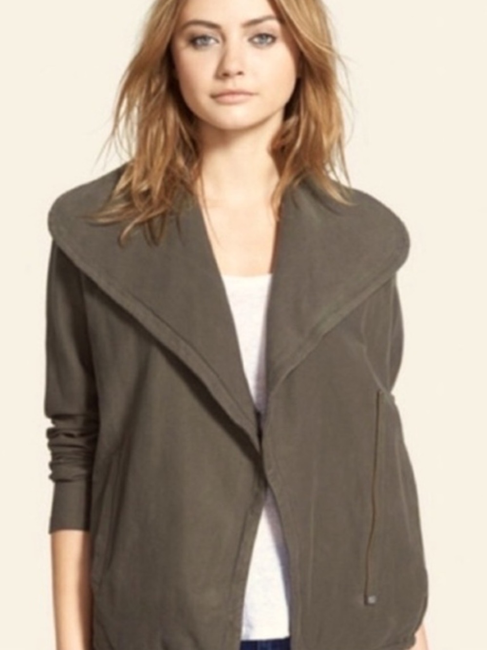 James Perse brown/gray cotton zip relaxed fit moto jacket sz 0 xs